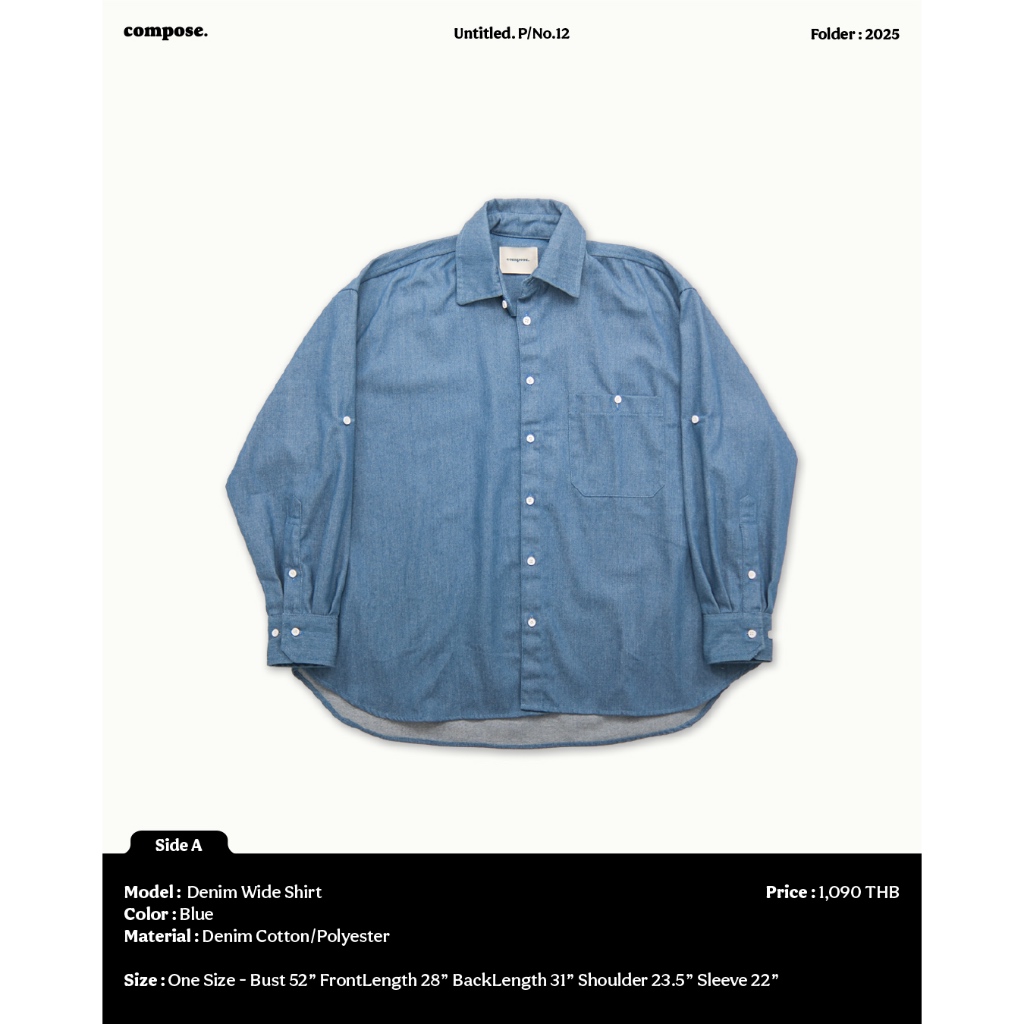 Denim Wide Shirt in Blue | เสื้อเชิ้ตทรงหลวม ผ้าเดนิม สีน้ำเงิน - รูปที่ 4