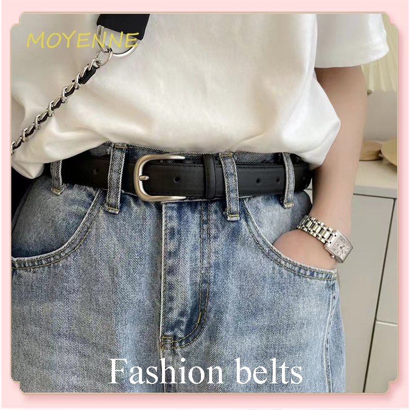 【จัดส่งจากกรุงเทพฯ】เข็มขัด เรียบง่าย ไฮเอนด์ หัวเข็มขัดสีเงินด้าน ตกแต่ง แฟชั่น เหมาะกับชายและหญิง เรียบง่าย