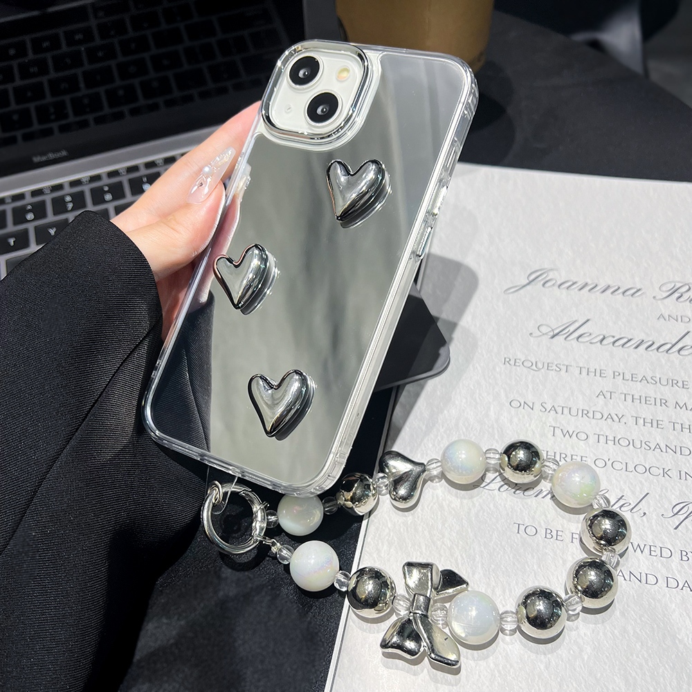 3D love Heart กรณีกระจกแต่งหน้า For iPhone 11 13 14 16 Pro Max Case 12 15 X XS Max XR 15promaxกรณี Soft TPU Silicon อ่อน - รูปที่ 6