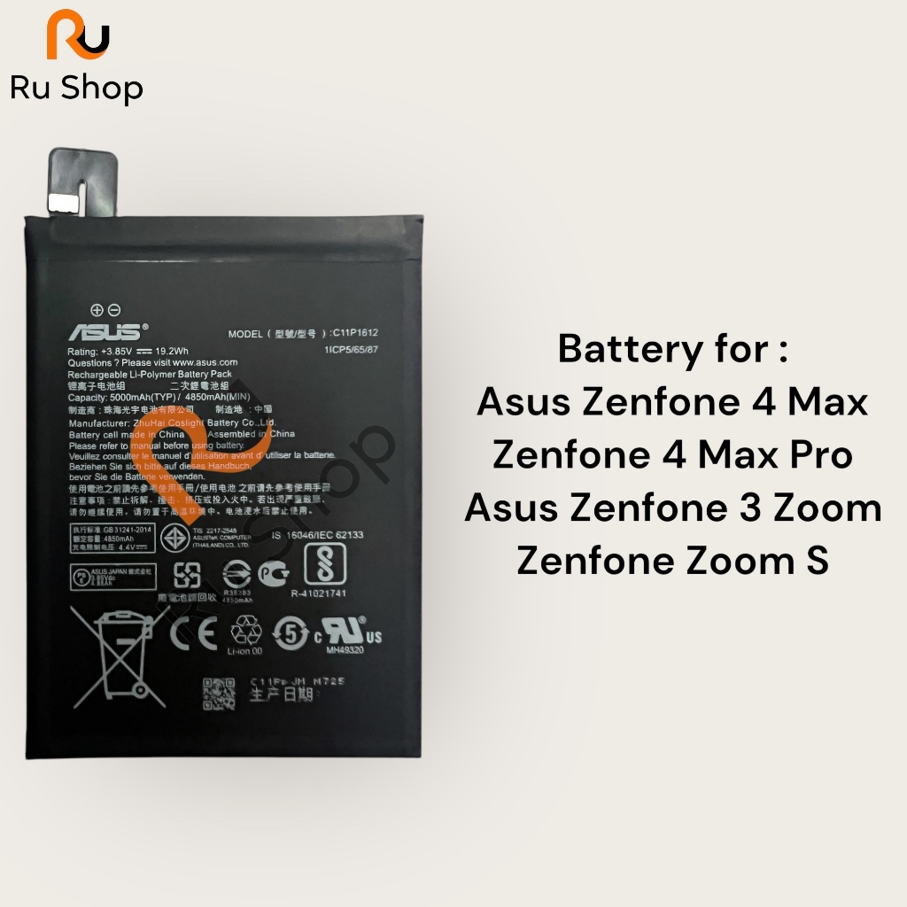 แบตเตอรี Asus Zenfone 4 Max ZC554KL/Zenfone 4 Max Pro/Asus Zenfone 3 Zoom / Zenfone Zoom S C11P1612