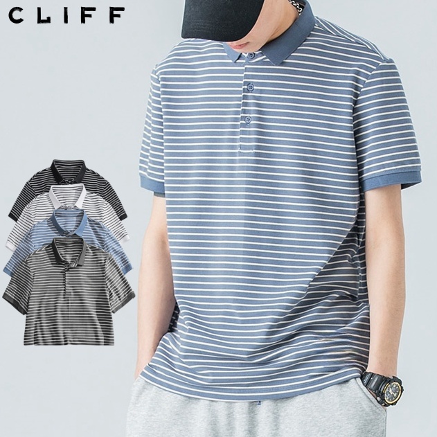 CLIFF เสื้อโปโลผู้ชาย ลาย สื้อคอปก แฟชั่น ชุดคู่รัก เรียบง่าย หล่อ ราคา ถูกที่สุด ดีลบีเคเค