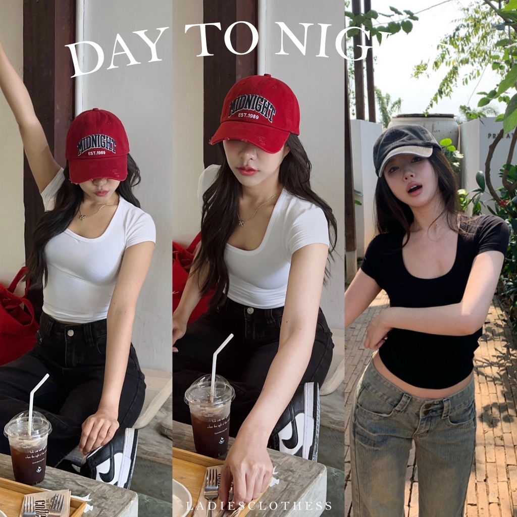 LADIESCLOTHESS #LC269 DAY TO NIGHT เสื้อคอยูสไตล์เบสิค