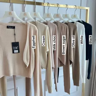 Pre - Order 🧉’ Boogie knitted Sleeve Cardigan’ - เสื้อคลุมครอปคาร์ดิเเกน ไหมพรมเเท้ +ผสมเส้นด้ายแกนปั่นเนื้อฟูนิ่ม RTW.