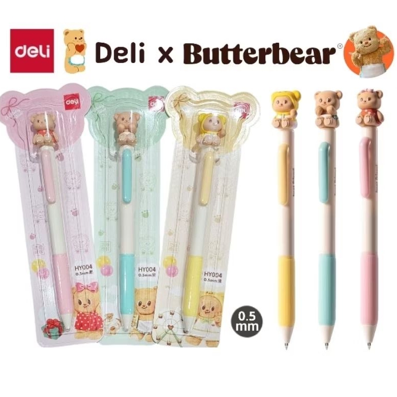 Deli x Butterbear ปากกาเจล น้องหมีเนย HY004 ขนาด 0.5 มม. หมึกดำ ลิขสิทธิ์แท้ ! พร้อมส่ง (ราคาต่อ 1 ด้าม)