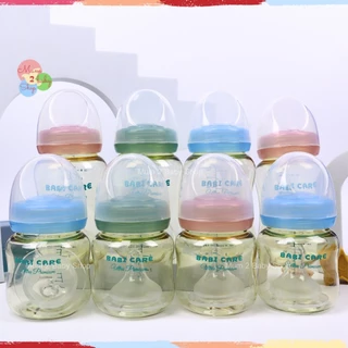 Babi care (เบบี้แคร์) ขวดนมสีชาคอกว้าง จุกไม่ดูดไม่ไหล ขนาด4ออนซ์,8ออนซ์ แพ็คคู่ รุ่นใหม่ล่าสุด