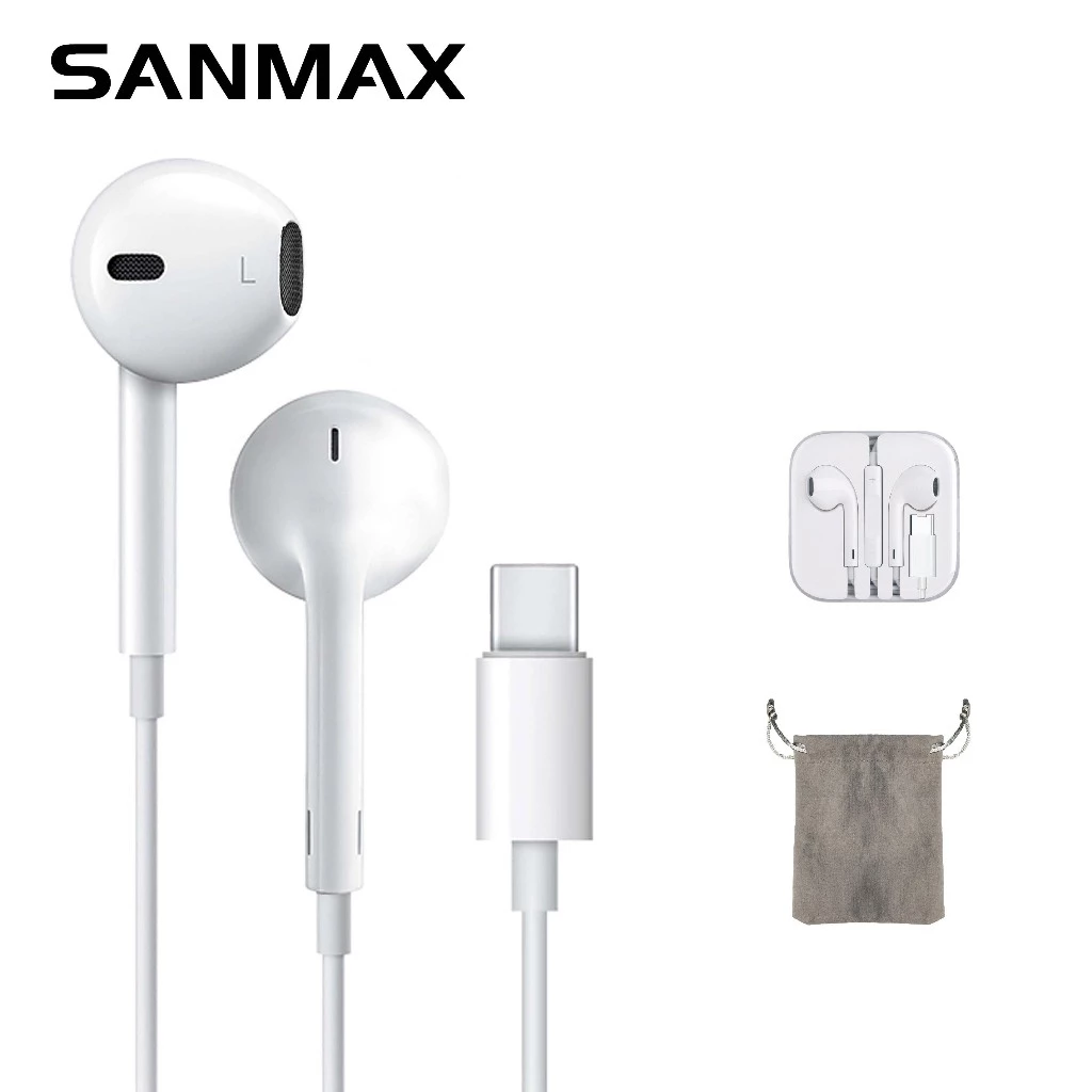 Sanmax หูฟังมีไมโครโฟน 3.5mm / Type-C / Lightning สำหรับ Android thumbnail 3