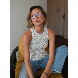 Lahv The Label - Millie Ruched Top เสื้อกล้ามจับจีบย่นสีครีม