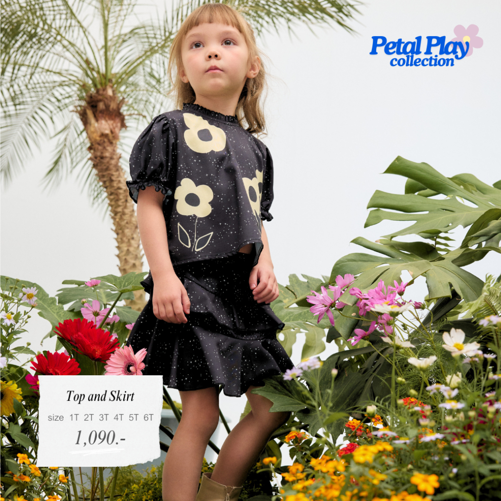 Tilly Milly  ชุดเซ็ตกระโปรง (ลูกสาว) ลายดอกไม้สีดำ  - Petal play