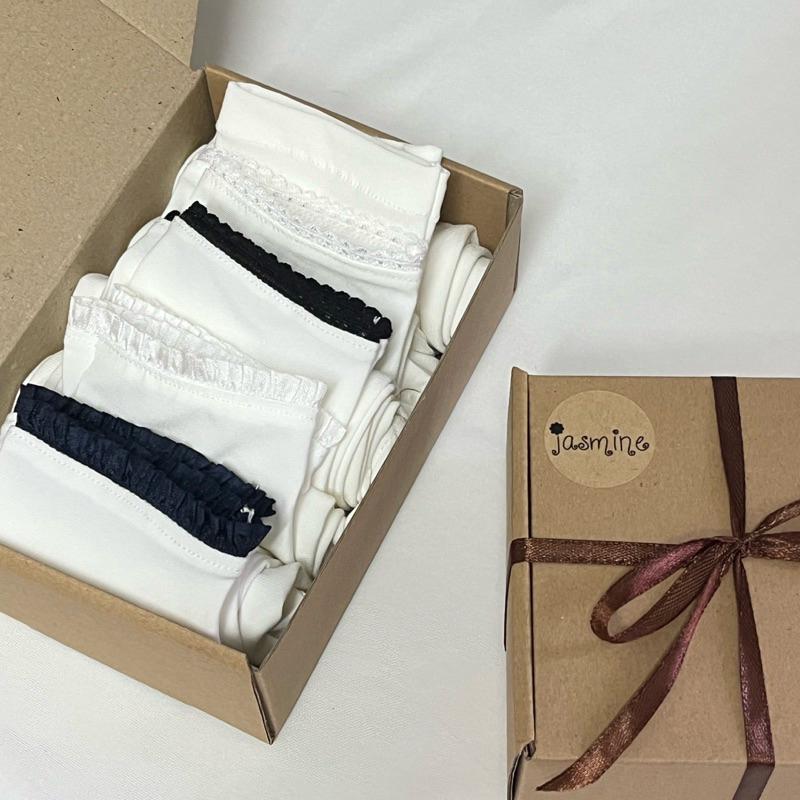 ปอกเเขนผ้ายืดเรียบ ITY สีออฟไวท์ติดลูกไม้/ระบาย ปอกเเขนมุสลิมะห์ผ้ายืดเรียบ