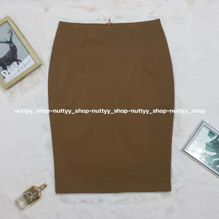 กระโปรงทรงสอบผ้าโรเชฟเรียบผ่าหลังทับเกรย22นิ้ว (S-XL)N