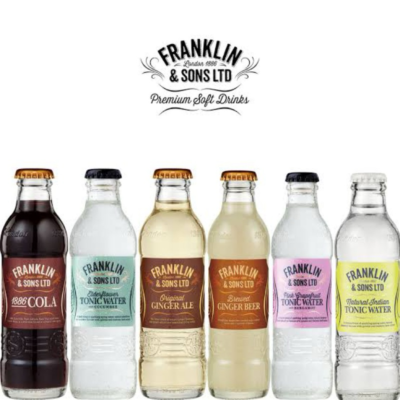 Flanklin tonic water 200ml. โทนิควอเตอร์ อัดก๊าซ รสต่างๆ นำเข้า