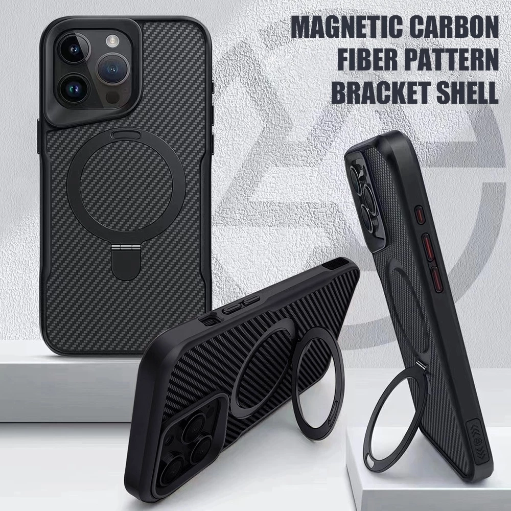 Carbon Fiber Magnetic เคสทรศัพท์ For iPhone 16 Pro Max 13 11 15 14 Plus 12 15promax 16promax 14promax เคสกันกระแทกไอโฟน