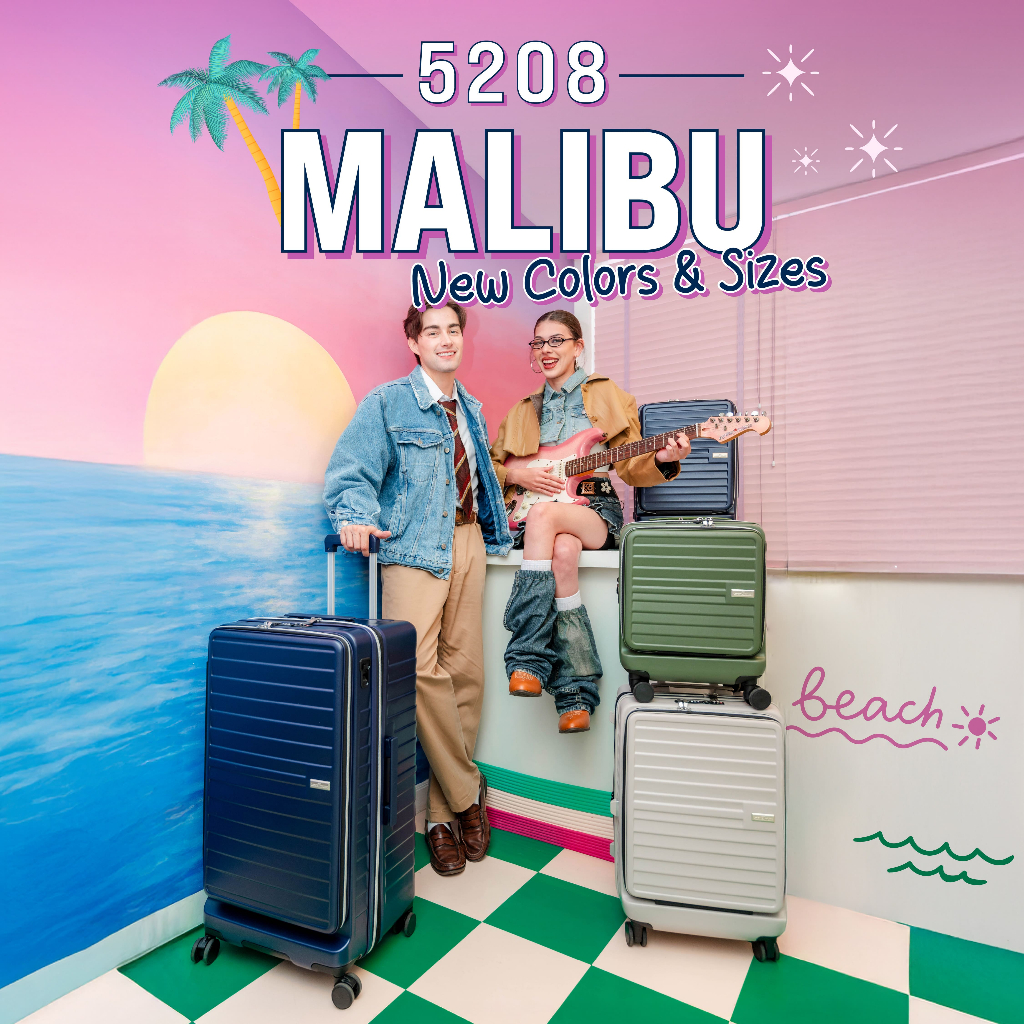 Legend Walker Malibu 5208 กระเป๋าเดินทาง ขยายข้าง ล็อคล้อได้ เปิดหน้าได้ ล้อคู่มาตรฐาน ขนาด 15, 20, 22, 29 นิ้ว