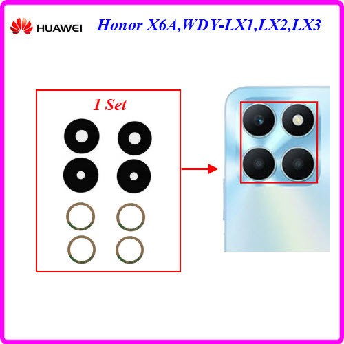 ชุดกระจกเลนส์กล้อง Huawei Honor X6A,WDY-LX1,WDY-LX2,WDY-LX3(1 Set)