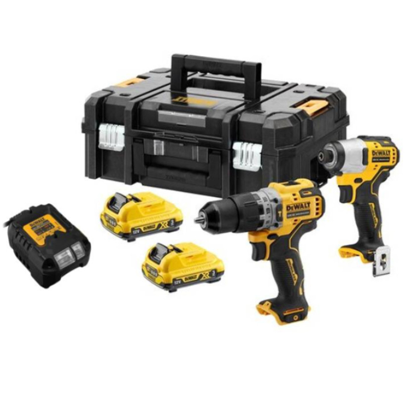 DEWALT ชุดสว่านกระแทก + ไขควงกระแทก รุ่น DCK2111L2T-B1 12V ไร้แปรงถ่าน แบตเตอรี่ 3.0Ah