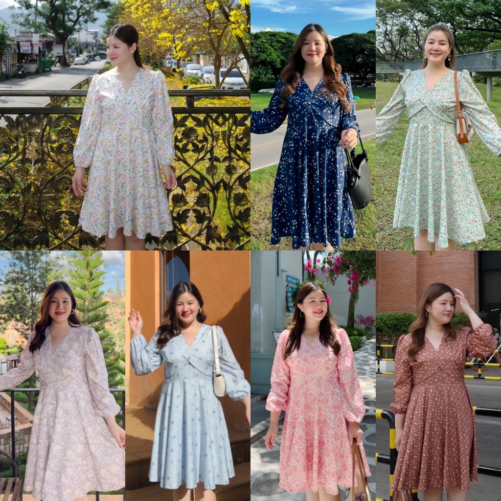 (❤️อกถึง 50”) Fruity Dress เดรสสาวอวบ ชุดสาวอวบ