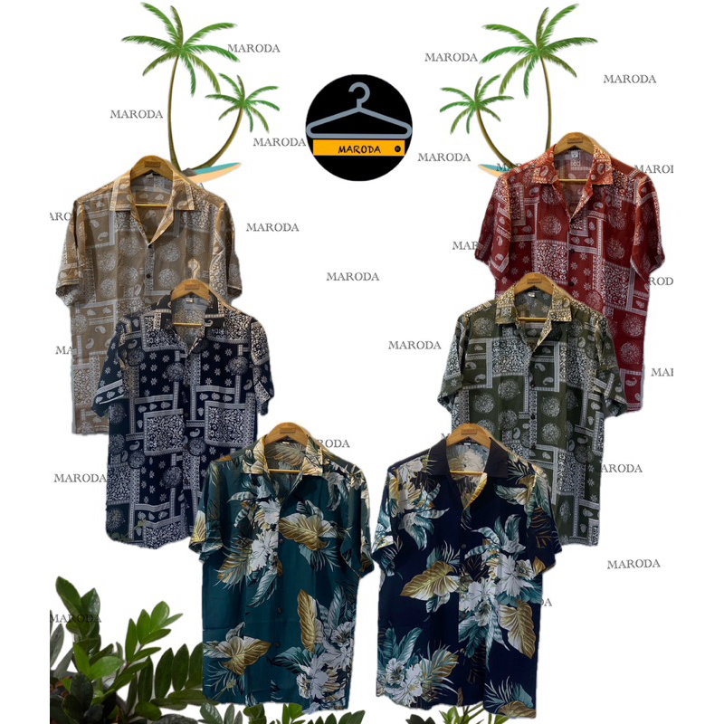 เสื้อฮาวายแขนสั้น(ผ้าสปันเรยอน)