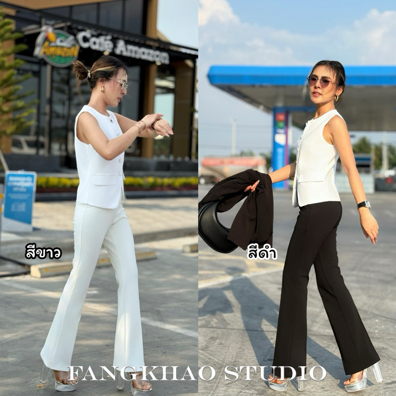 022 ขาม้าเล็ก ซิปข้าง ยาว41-42” เป้ายาว13“ (เอวสูงปี๊ด) ผ้าโรเชฟ ยืดหยุ่น ผ้าหนา ผ้าไม่ต้องรีด