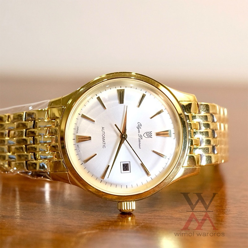 นาฬิกา OP (Olym Pianus) รุ่น 990-14AM GOLD Automatic (หน้าขาวเงิน-เรือนทอง)