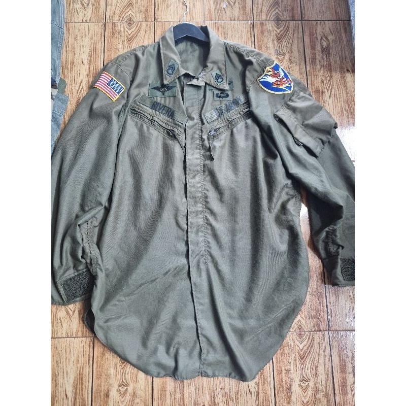 เสื้อทหารusa กระเป๋าเฉียง Nomex Vietnam  war VINTAGE  Weather Shirt Medium อก44-46ไหล่18"แขน25"ยาว32