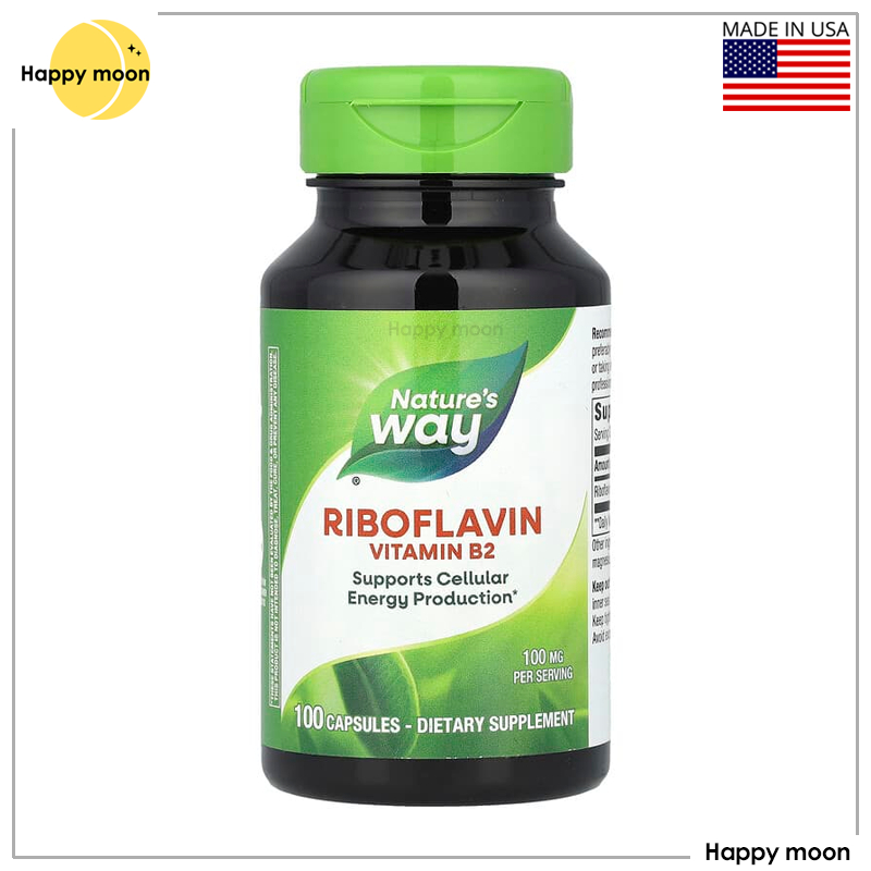 Nature's Way, Riboflavin, Vitamin B2, 100 mg, 100 Capsules, วิตามินบี 2