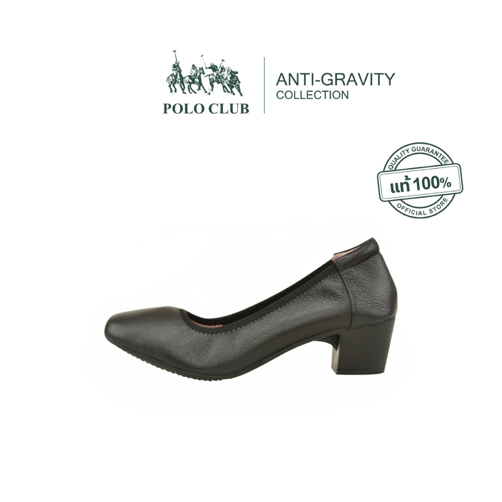 POLO CLUB รองเท้าหนัง รุ่นP1935 สีดำ | รองเท้าคัดชูผู้หญิง สูง 2 นิ้ว