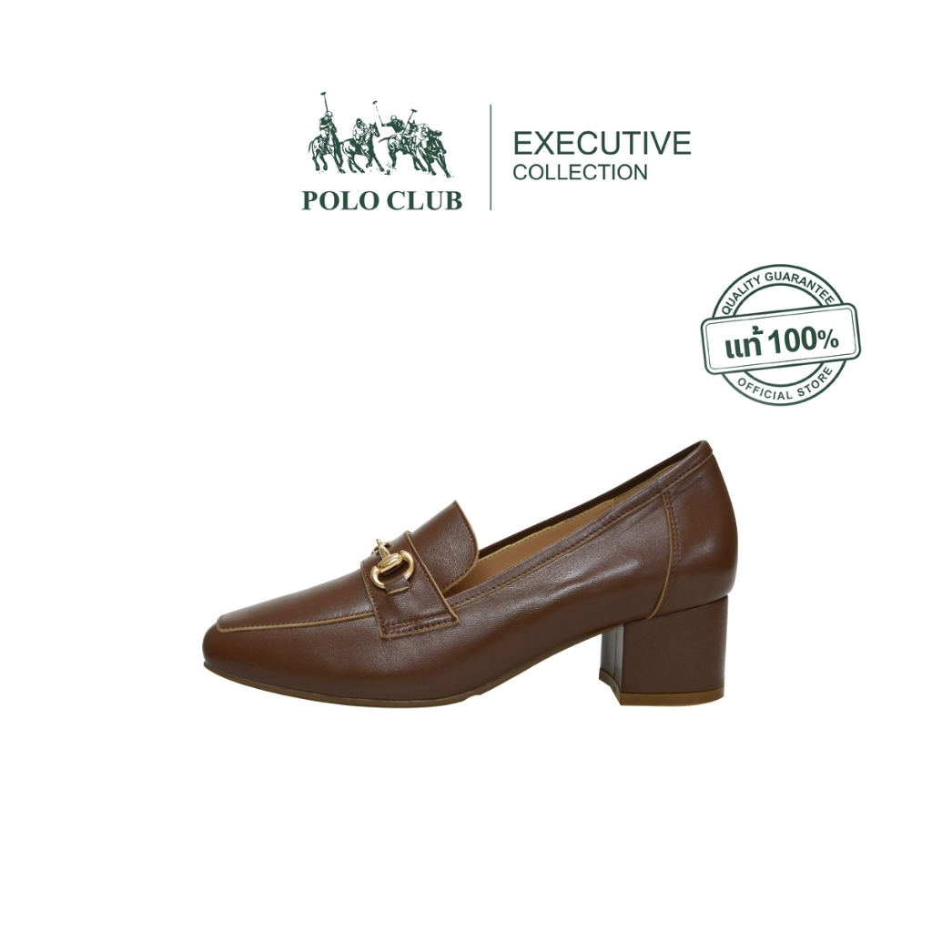 POLO CLUB รองเท้าหนัง รุ่นP1934 สีน้ำตาล | รองเท้าคัดชูผู้หญิง สูง 2 นิ้ว