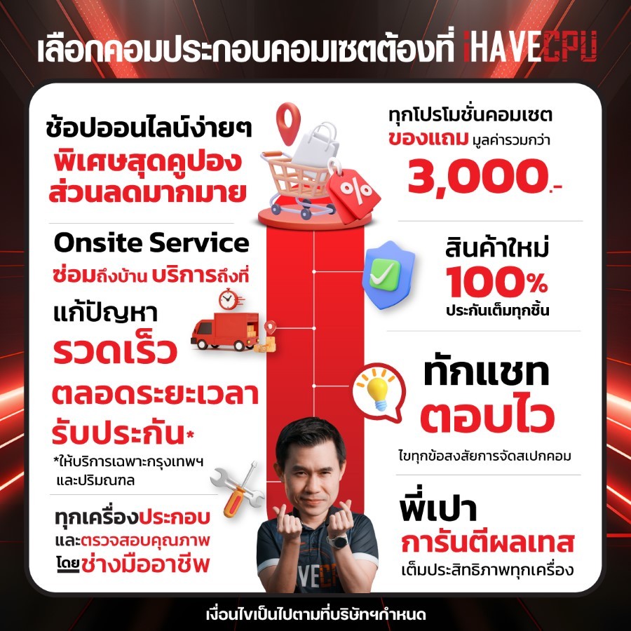 คอมประกอบ iHAVECPU MARFLASH-007 RYZEN 5 7500F/RX 7600 8GB/A620M/16GB DDR5 5600MHz (SKU-250329895)