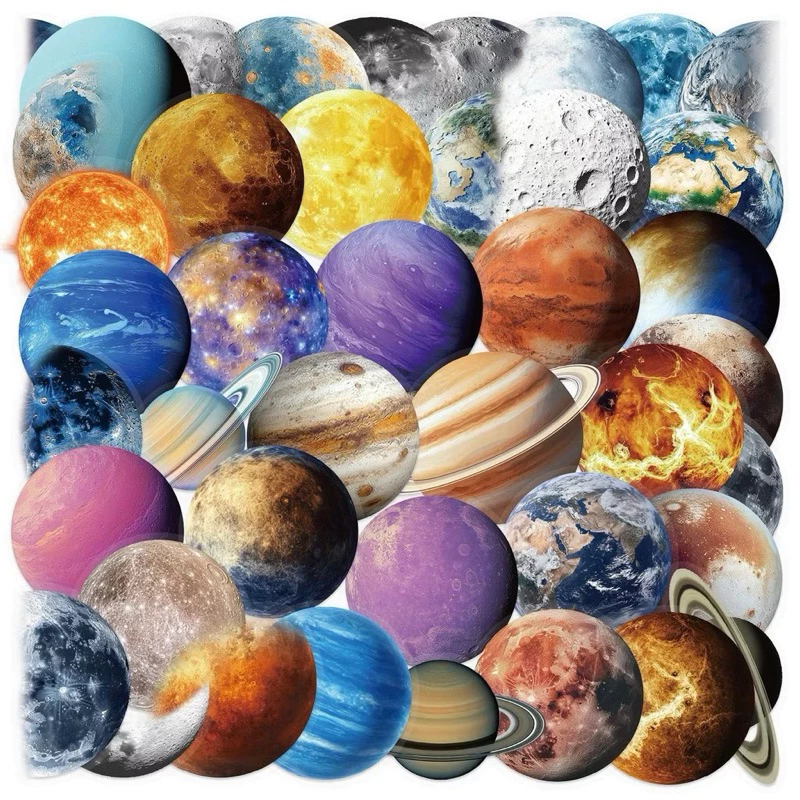 สติ๊กเกอร์ 🪐 ดวงดาว 68 อวกาศ 50ชิ้น จักรวาล ดาราศาสตร์ galaxy นาซ่า นักบินอวกาศ NASA ยานอวกาศ UFO จรวด ดาว ติด กระเป๋า
