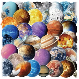 สติ๊กเกอร์ 🪐 ดวงดาว 68 อวกาศ 50ชิ้น จักรวาล ดาราศาสตร์ galaxy นาซ่า นักบินอวกาศ NASA ยานอวกาศ UFO จรวด ดาว ติด กระเป๋า