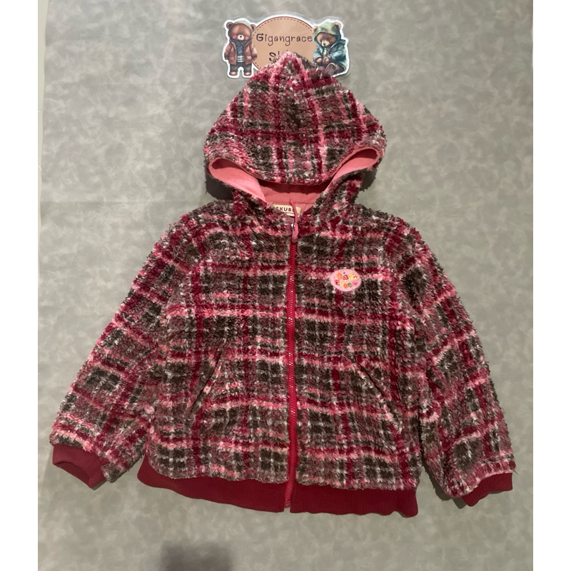 🧥เสื้อแจ็คเก็ต เสื้อกันหนาวมีฮู้ดของเด็กมือสอง (สีชมพู) Size 120 แบรนด์ Ekubo ของแท้ ✨💯% สภาพ 90%