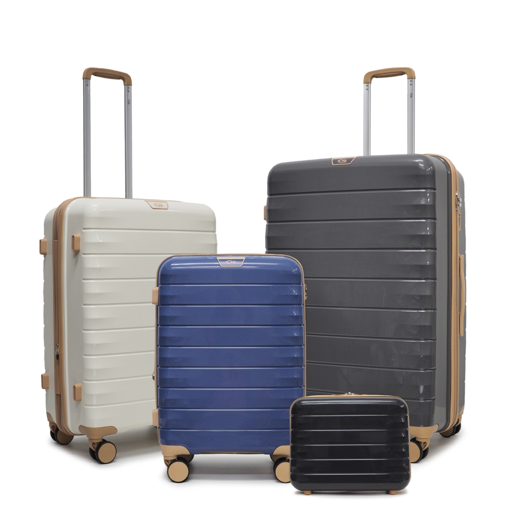 HQ LUGGAGE กระเป๋าเดินทาง PP 100% ระบบล็อค 3 รหัส 4 ล้อคู่ 360 ํ รุ่น Flora #5512X