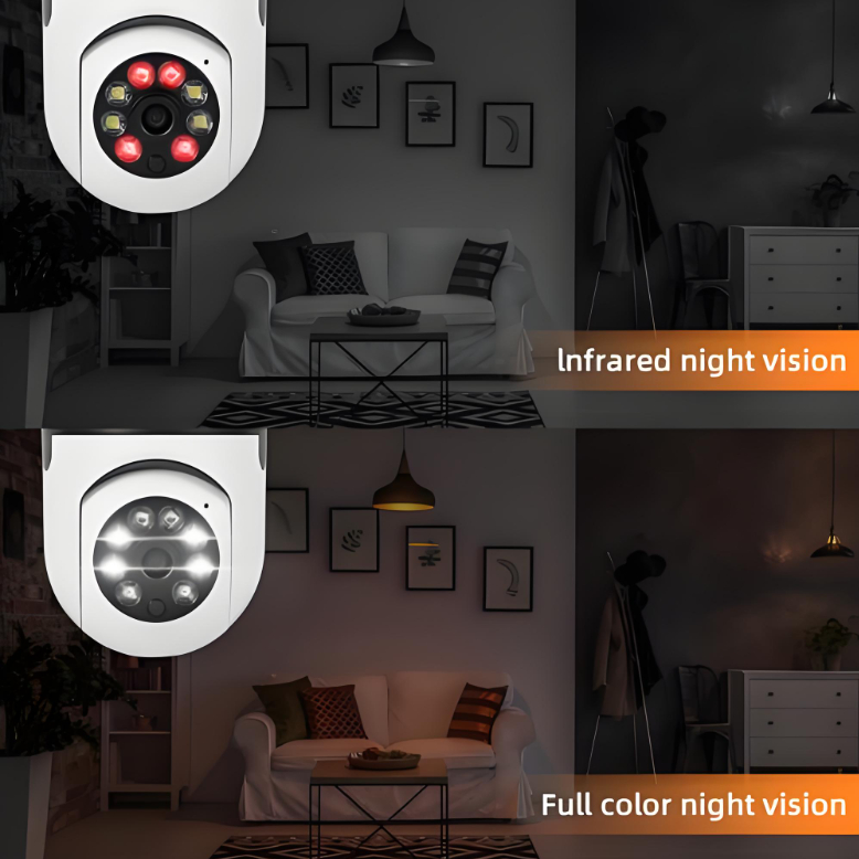 กล้องวงจรปิด CCTVความละเอียดสูง360°อินฟราเรด กล้องรักษาความปลอดภัย Wifi กล้อง IP ระยะไกล กล้องหลอดไฟ