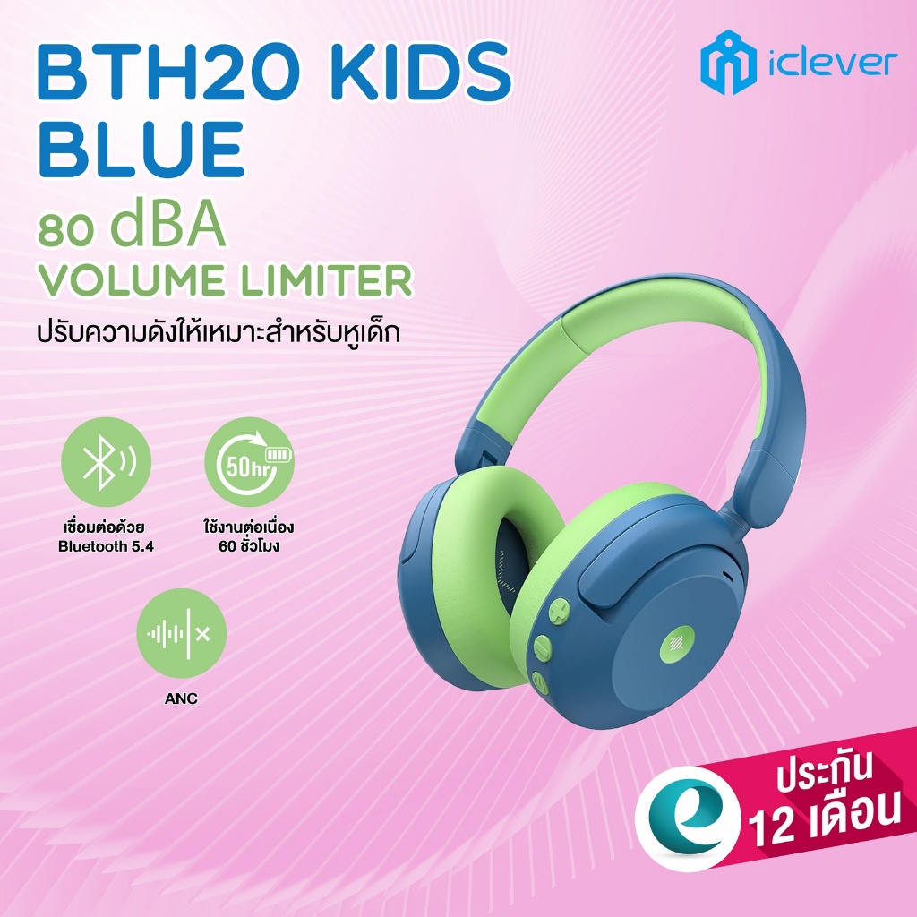 [ปลอดภัยสำหรับหูเด็ก] หูฟังเด็ก iClever BTH20 ANC Kids Headphone ตัดเสียงรบกวน หูฟังสำหรับเด็ก หูฟัง