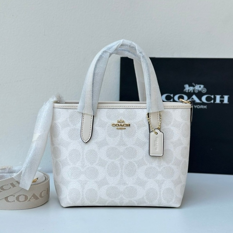 💚แท้💯 พร้อมส่ง💚Coach CW032 CW301 CY737 City Mini Tote Bag In Signature Canvas