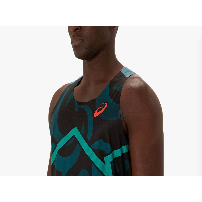 พร้อมส่ง: เสื้อกล้ามสำหรับวิ่ง asics LIGHT KNIT GRAPHIC SINGLET สีเข้ม (ดำ/เขียว)