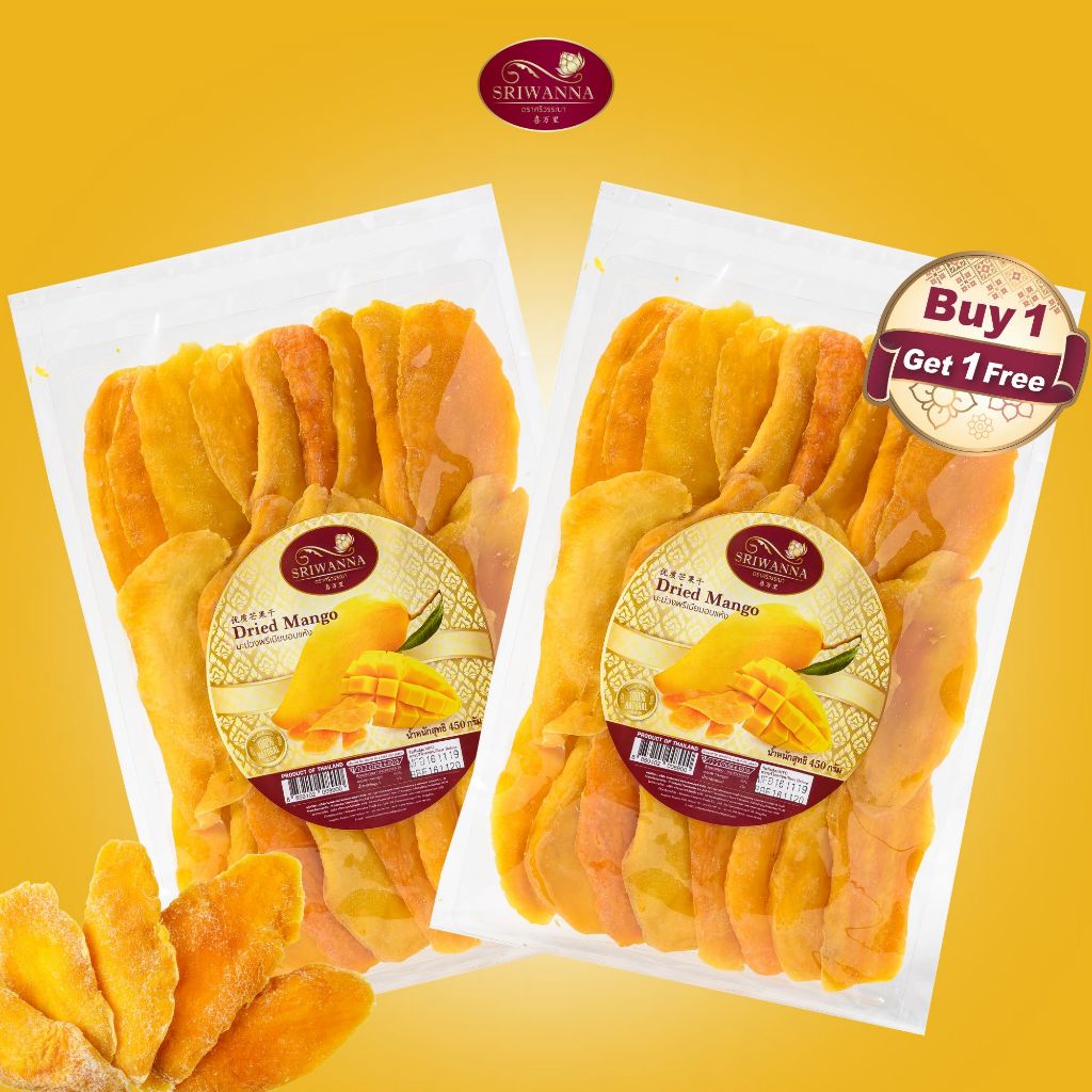 ศรีวรรณา มะม่วงอบแห้ง 450 กรัม 1 แถม 1 (Sriwanna Soft Dried Mango 450 g. Buy1Get1Free)