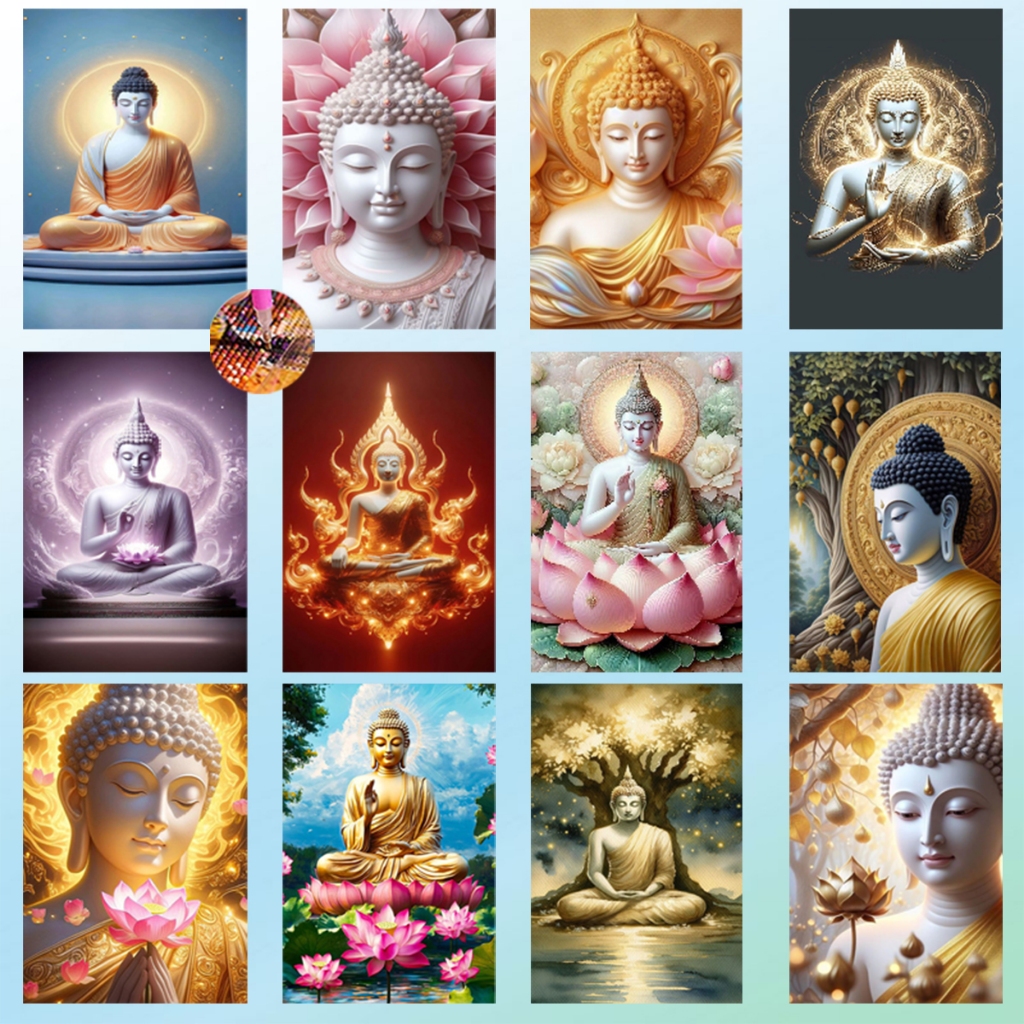 Diamond Painting 5D DIY พระพุทธรูปIII ศาสนา ครอสติสคริสตัล 5 มิติ ภาพติดเพชร รูปภาพ WxH 30x40 cm