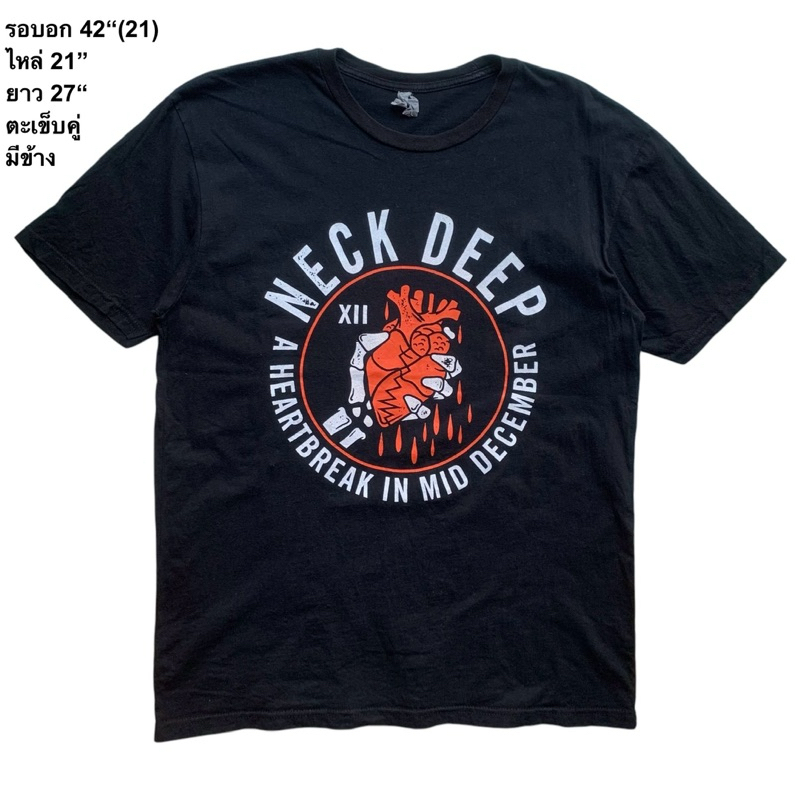 🌼มือ2🌼เสื้อยืด Size 42” วง Neck Deep - A Heartbreak in mid December สีดำ