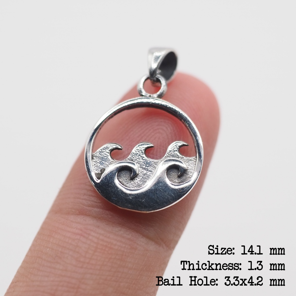 จี้รูปคลื่น จี้ทะเล จี้สร้อยคอ เงินแท้ 92.5% ของขวัญให้เพื่อน Sea Beach Wave Pendant, Surfer jewelry