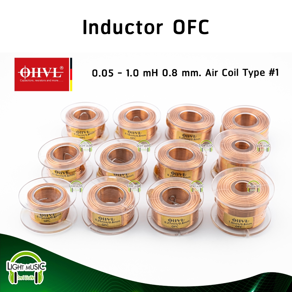 Inductor OFC OHVL Air Coil Type #1 0.05-1.0 mH ขนาด 0.8 mm. Audio Grade OFC Oxygen Free Copper อินดักเตอร์ ตัวเหนี่ยวนำ