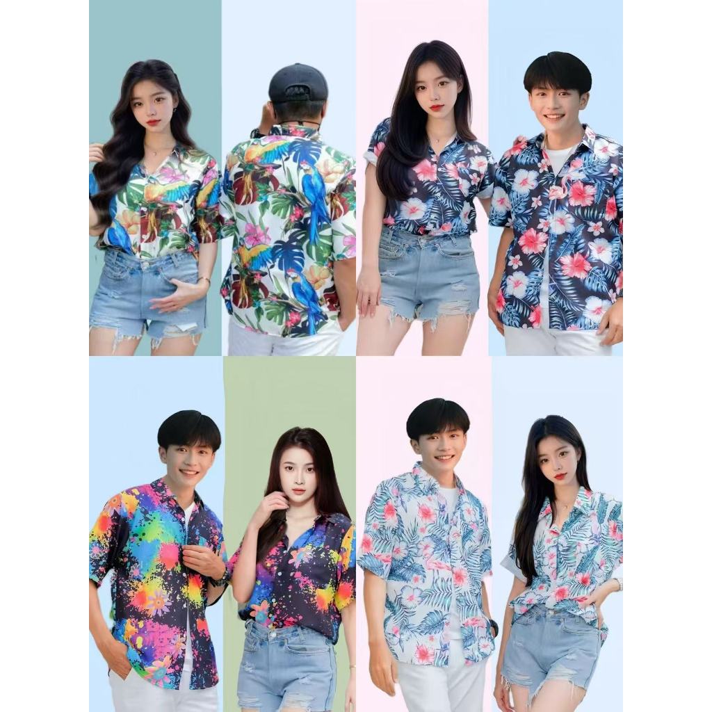 🔥NEW🔥Jwan shopเสื้อเชิ้ตฮาวายแขนสั้นสไตล์เกาหลี เสื้อใส่ได้ทั้งชาย-หญิง2025 Hawaii