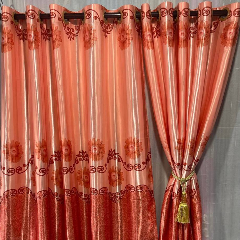 ผ้าม่านสำเร็จรูปลายดอกไม้ สีสดใส เขาไทรัม จากโพลีเอสเตอร์ วัสดุโพลีเอสเตอร์ทนทาน ไม่ารย์ดจางง่าย