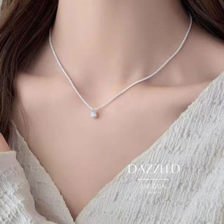 ESCOBAL สร้อยเงินแท้ Dazzled สร้อยเงิน จี้เพชร สร้อยคอเพชร ค…