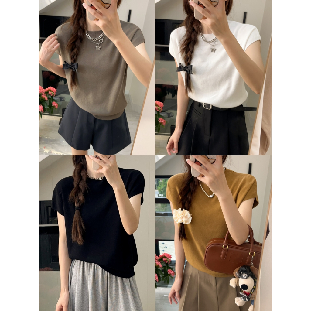 เสื้อไหมพลม เสื้อลำลองหญิง สีล้วน คอเต่า งานเกาหลี เนื้อผ้านิ่มใส่ #020286