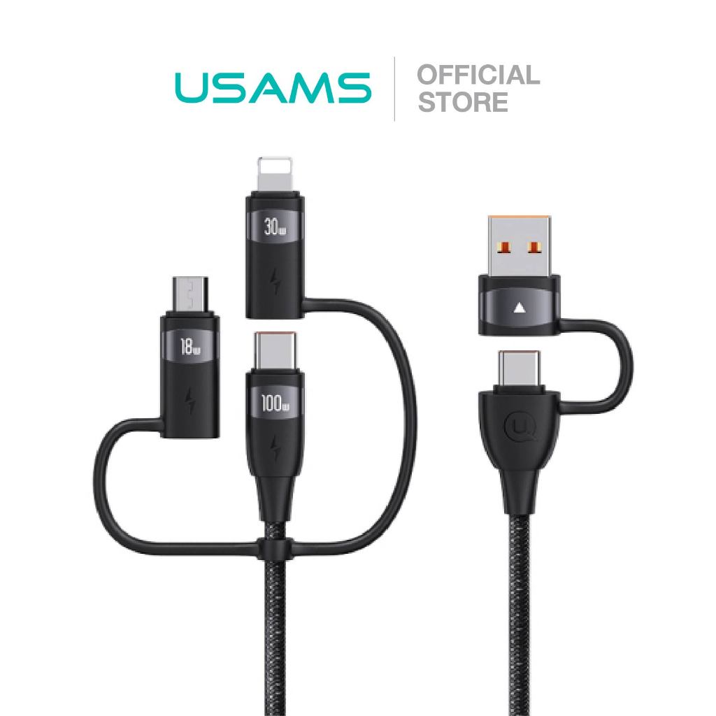 [รับประกัน 1 ปี] USAMS US-SJ645 สายชาร์จ U85 PD100W A+C to C+L+M 6in1 Fast Charging Cable 1.2M
