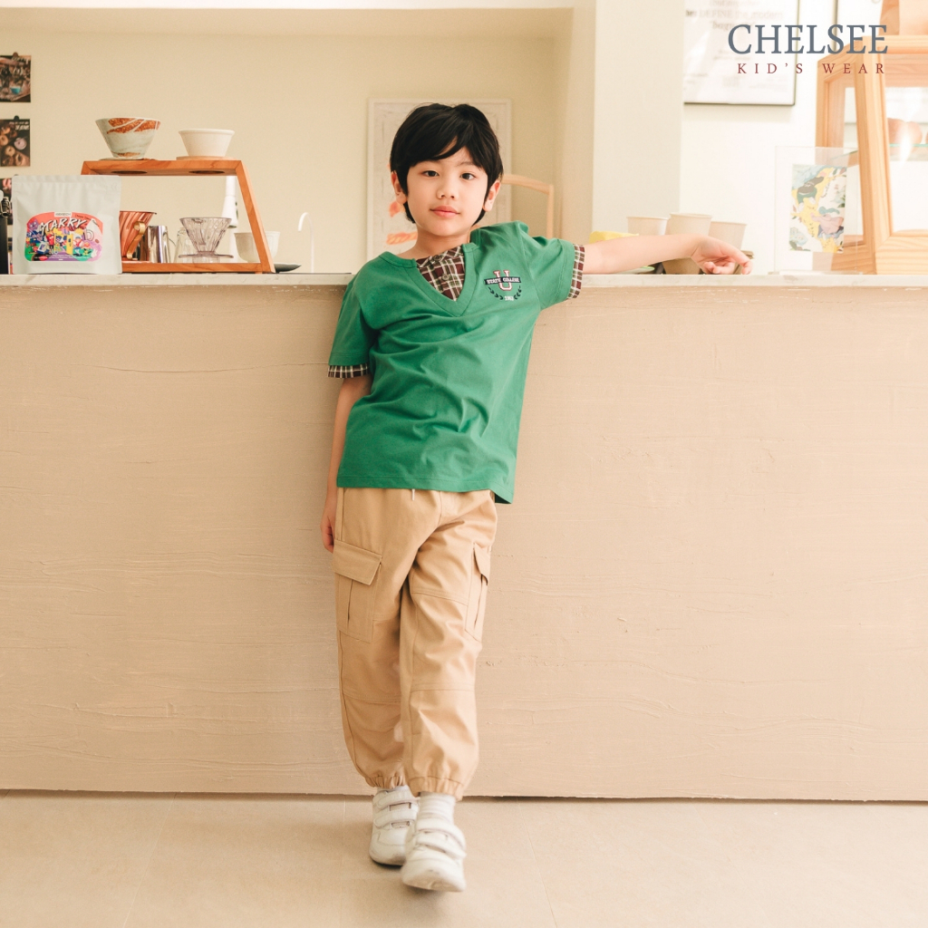 Chelsee بنطلون أولاد سادة بأطراف مطاطية — صورة 2