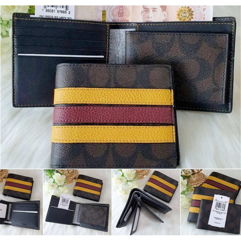 (จัดโปรกี้แถมกล่องให้ค่ะ)กระเป๋าสตางค์ ชาย  แบบหนา แบบมีไส้ COMPACT ID 3 in 1 WALLET IN SIGNATURE CW380 CR905 CR911