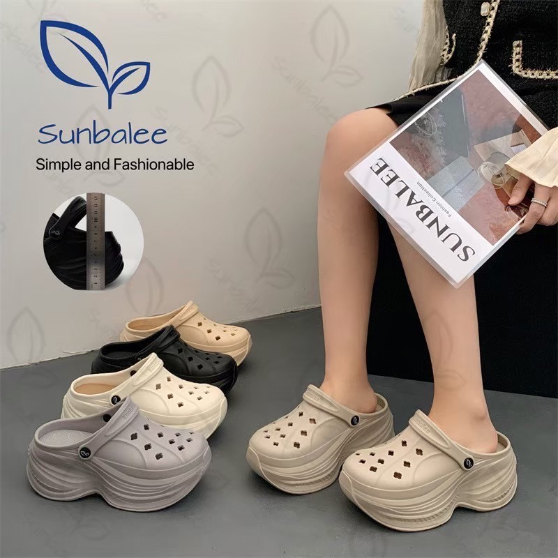 รองเท้าหัวโตรุ่นใหม่ SUNBALEE  เสริมพื้นสูง 7เซน รุ่น SUNG96 มาใหม่ แบบไม่มีตัวติด สีพื้นคลุมโทน วัสดุ EVA น้ำหนักเบา