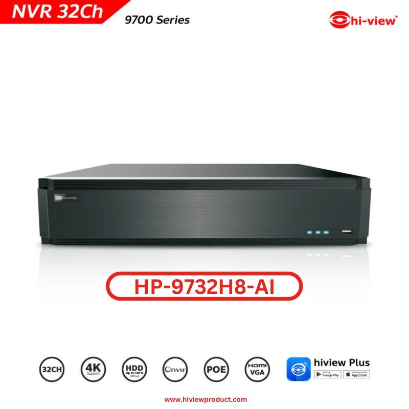 Hi-view เครื่องบันทึกกล้อวงจรปิด (NVR) รุ่น HP-9732H8-AI